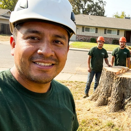 Smiling Rings Tree Service crew selfie after removing a large oak in New Orleans